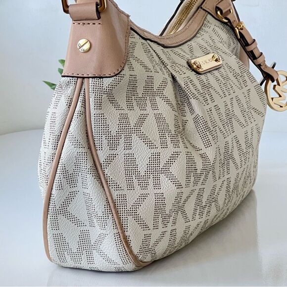 MICHAEL Michael Kors Beige and Cream Shoulder Bag MK tote purse designer small - Picture 12 of 16